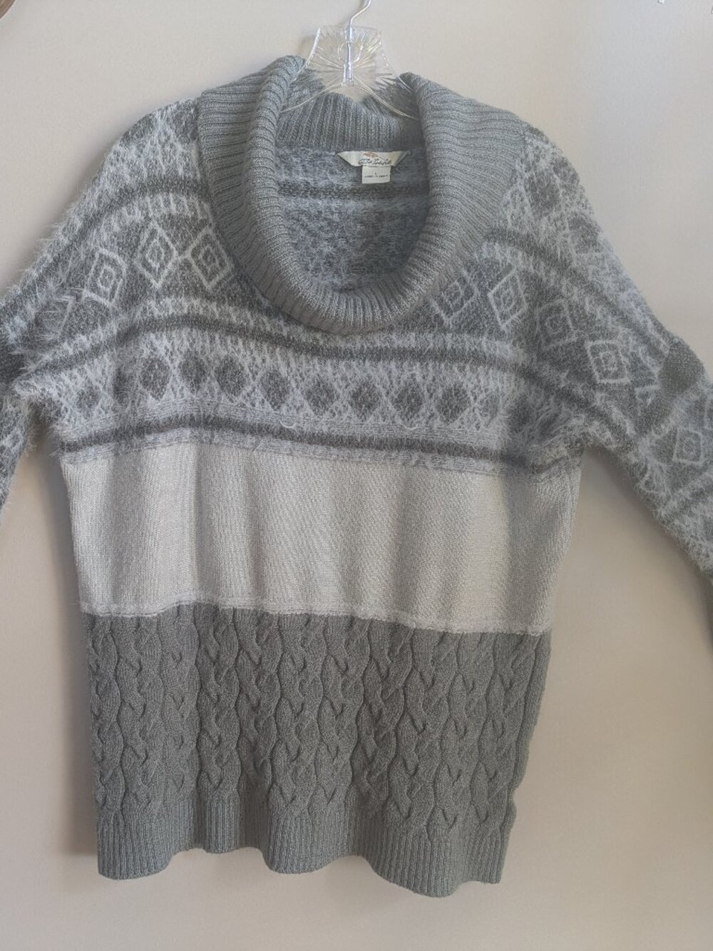 bob Timberlake gray knit cowl neck long sleeve sweater size large #682